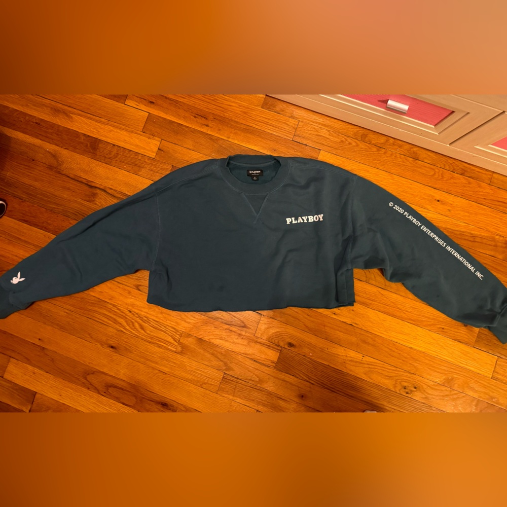 PLAYBOY X PACSUN cropped green crew neck